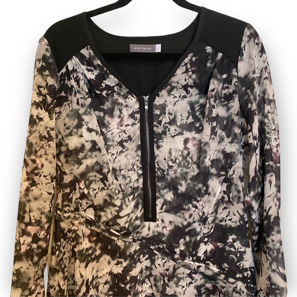 Mint Velvet Asymmetrical Grey Marble Long Sleeve Tunic Blouse UK 12 / US 8 - Picture 13 of 15